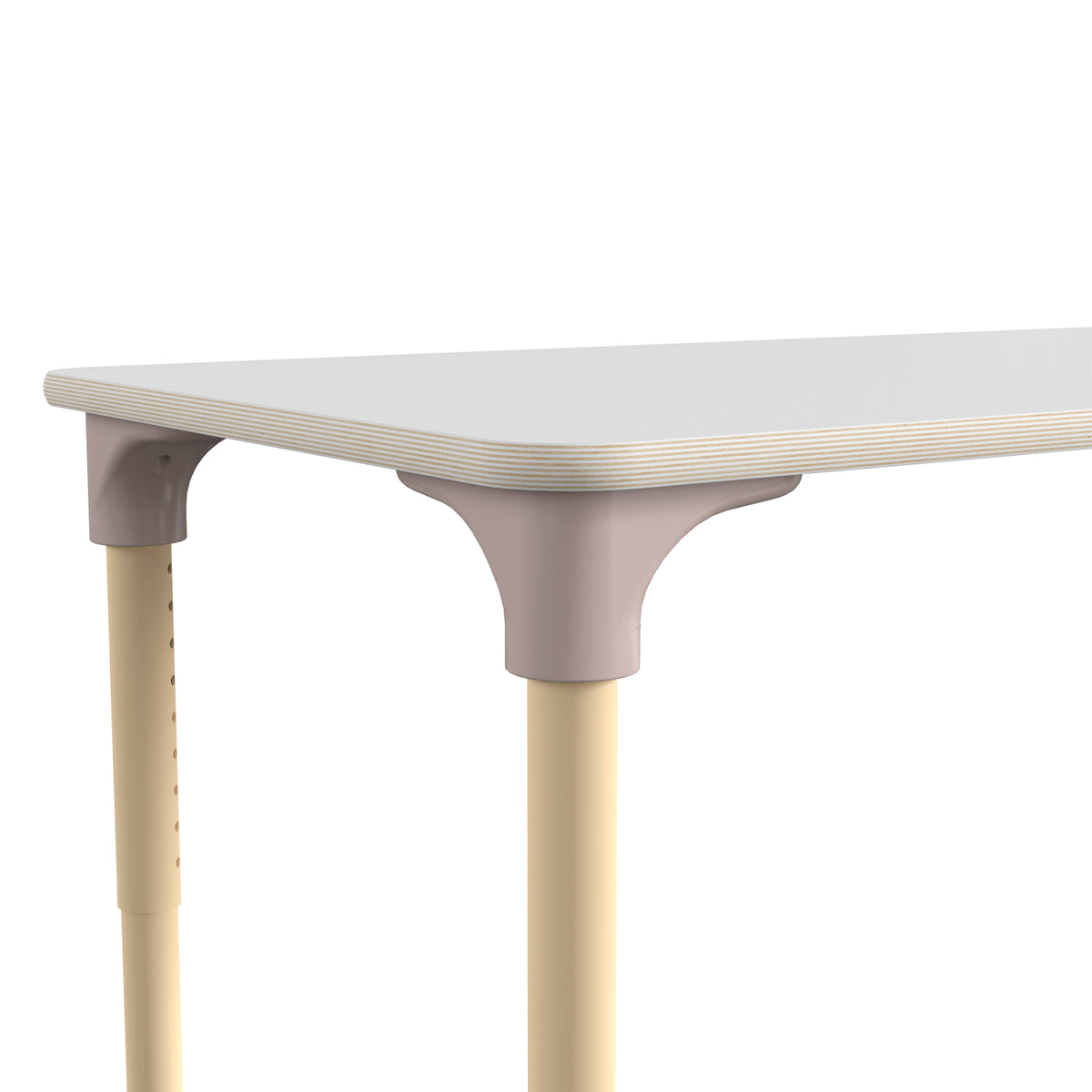 Bright Beginnings 23.5" x 47" Commercial Grade Wooden Rectangle Adjustable Height Classroom Activity Table, 15"H - 23"H, Beech/White