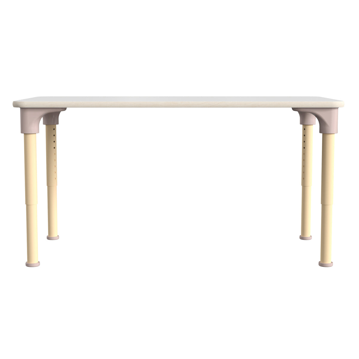 Bright Beginnings 23.5" x 47" Commercial Grade Wooden Rectangle Adjustable Height Classroom Activity Table, 15"H - 23"H, Beech/White