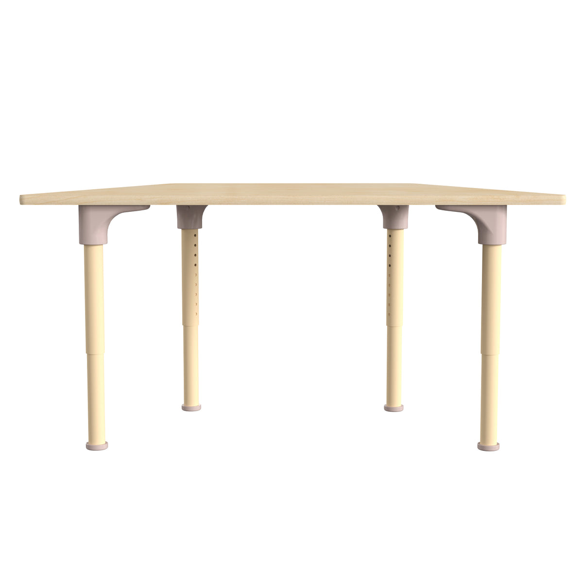 Bright Beginnings 47" Commercial Grade Wooden Trapezoid Adjustable Height Classroom Activity Table, 15"H - 23"H, Beech