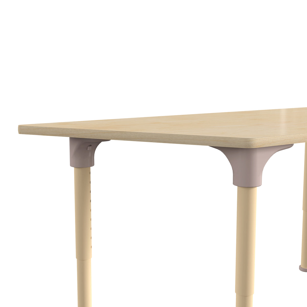 Bright Beginnings 47" Commercial Grade Wooden Trapezoid Adjustable Height Classroom Activity Table, 15"H - 23"H, Beech