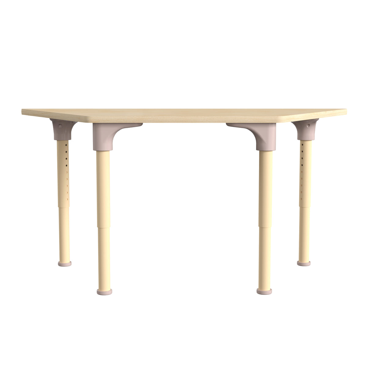 Bright Beginnings 47" Commercial Grade Wooden Trapezoid Adjustable Height Classroom Activity Table, 15"H - 23"H, Beech