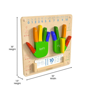Bright Beginnings Commercial Grade STEAM Wall Activity Board with Natural Finish and Multicolor Accents, Counting