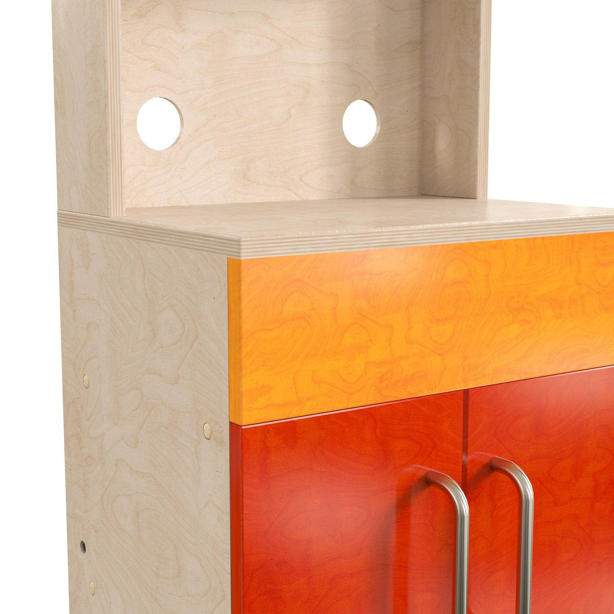 Bright Beginnings Commercial Grade Wooden Children's Kitchen Cabinet with Microwave