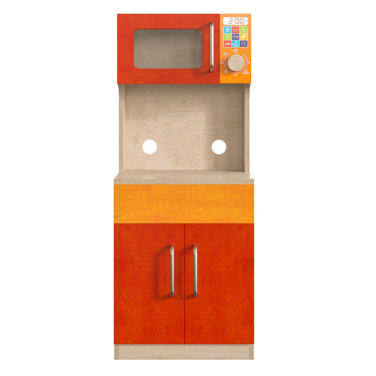 Bright Beginnings Commercial Grade Wooden Children's Kitchen Cabinet with Microwave