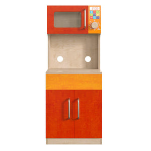 Bright Beginnings Commercial Grade Wooden Children's Kitchen Cabinet with Microwave