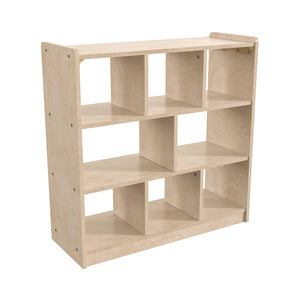 Bright Beginnings Commercial Grade 8 Section Modular Wooden Classroom Open Storage Unit, Natural Finish