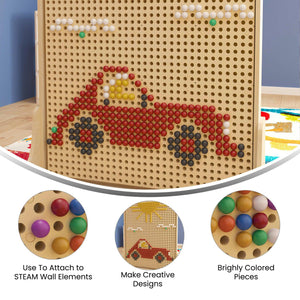 Bright Beginnings Commercial Grade 512 Piece Peg Accessory Pack for Modular STEAM Walls, Multicolor