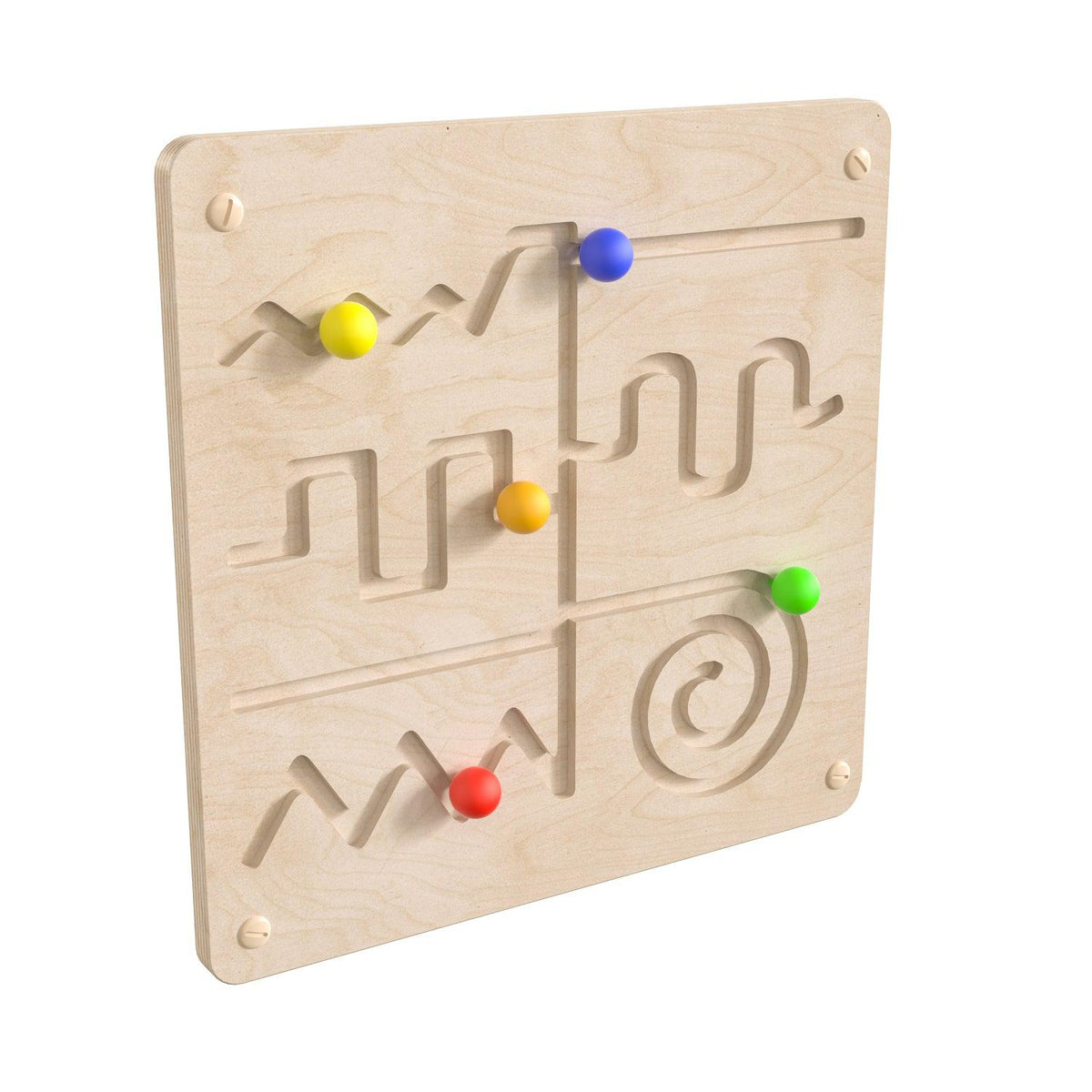 Bright Beginnings Commercial Grade STEAM Wall Activity Board with Natural Finish and Multicolor Accents, Maze Motor Skills