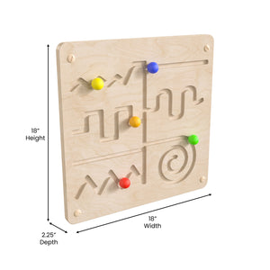 Bright Beginnings Commercial Grade STEAM Wall Activity Board with Natural Finish and Multicolor Accents, Maze Motor Skills