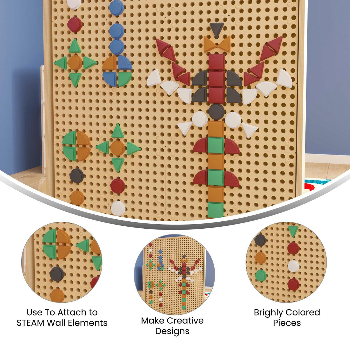 Bright Beginnings Commercial Grade Multicolor 256 Piece Shape Set for Modular STEAM Wall Systems