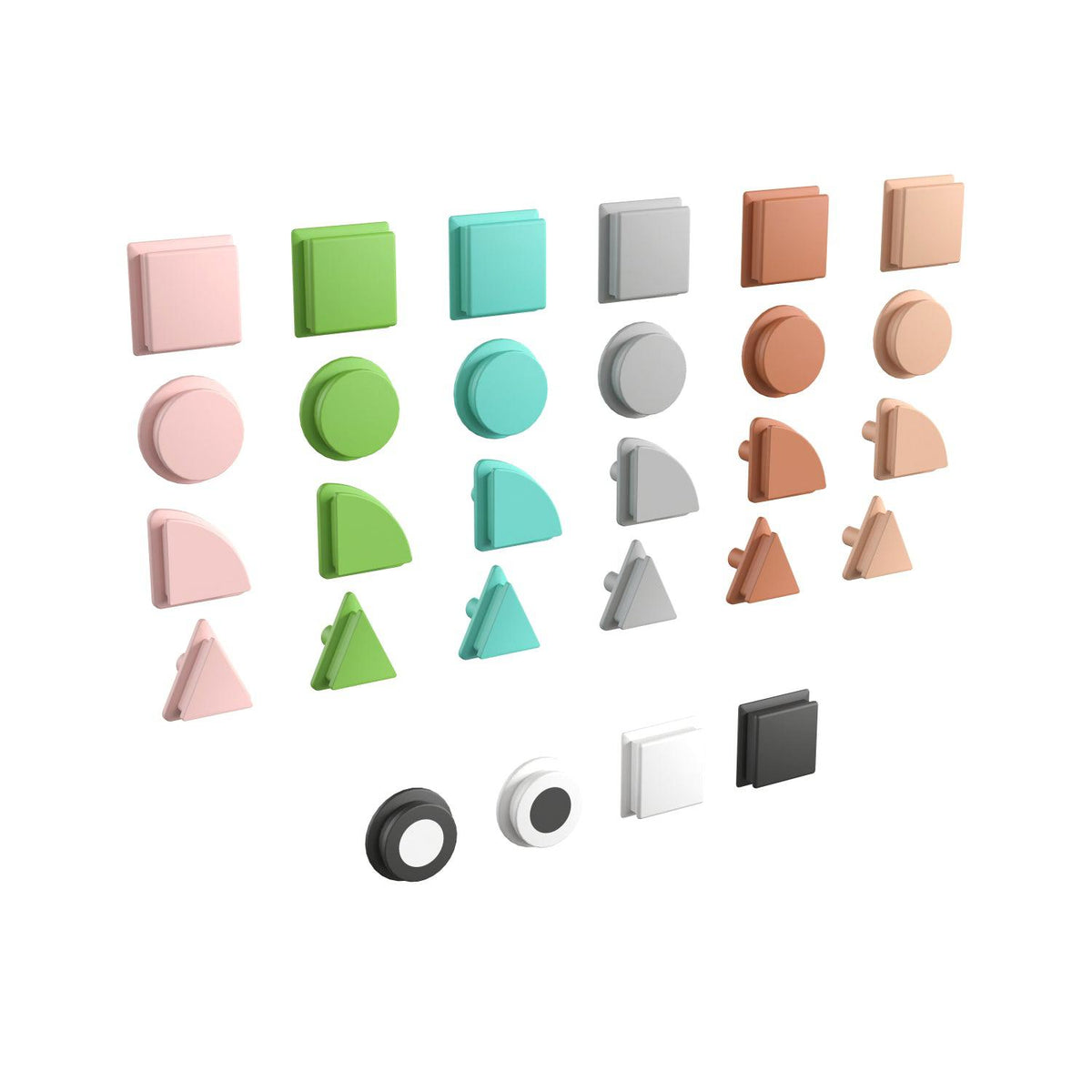 Bright Beginnings Commercial Grade Pastel 256 Piece Shape Set for Modular STEAM Wall Systems