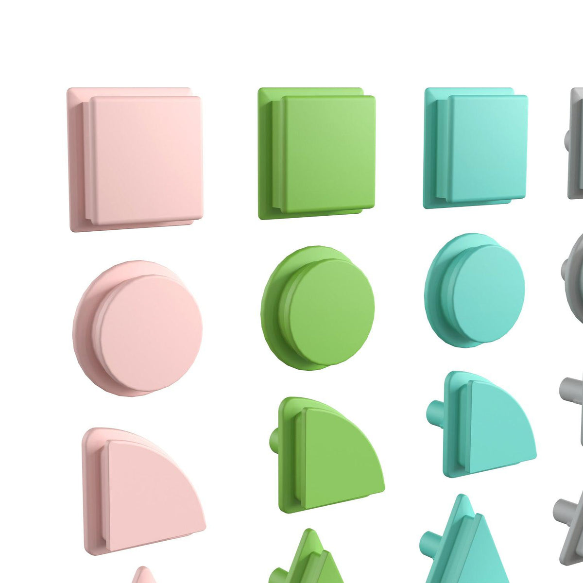 Bright Beginnings Commercial Grade Pastel 256 Piece Shape Set for Modular STEAM Wall Systems