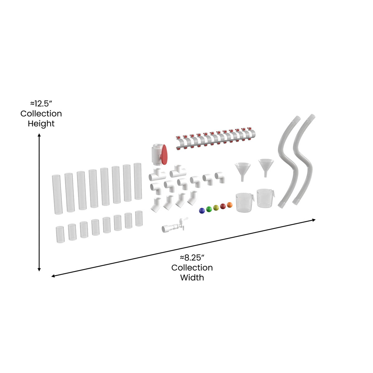 Bright Beginnings Commercial Grade 80 Piece Pipe Builder Set for Modular STEAM Wall Systems