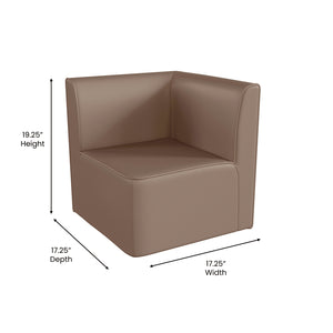 Bright Beginnings Commercial Grade Modular Classroom Soft Seating, 1-Seater Corner Chair, Neutral Vinyl