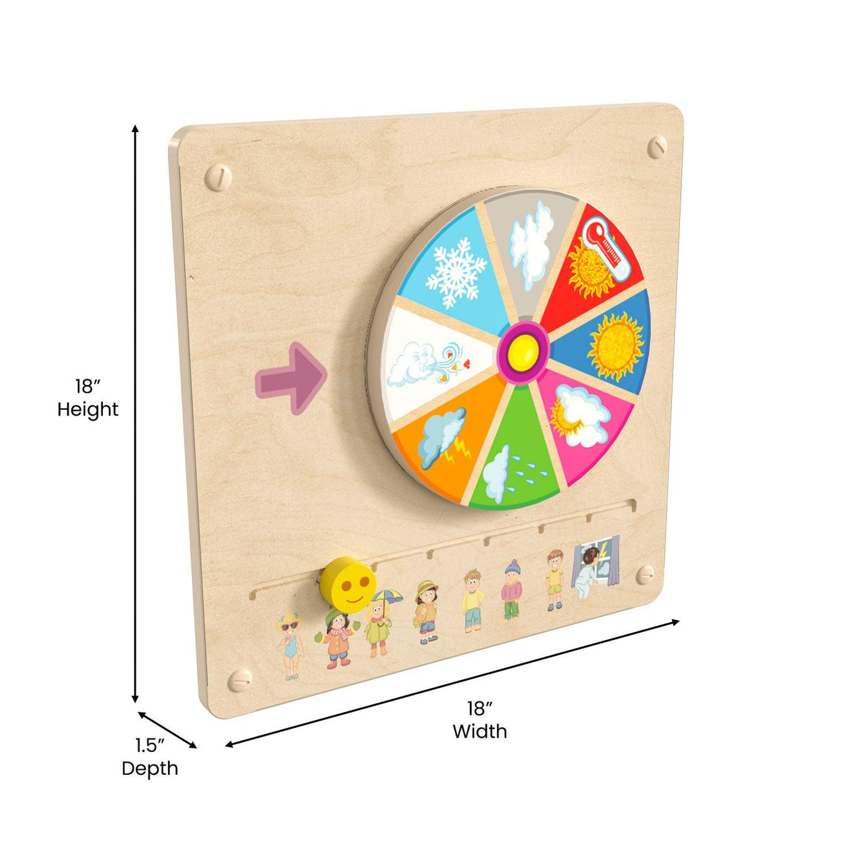 Bright Beginnings Commercial Grade STEAM Wall Activity Board with Natural Finish and Multicolor Accents, Weather