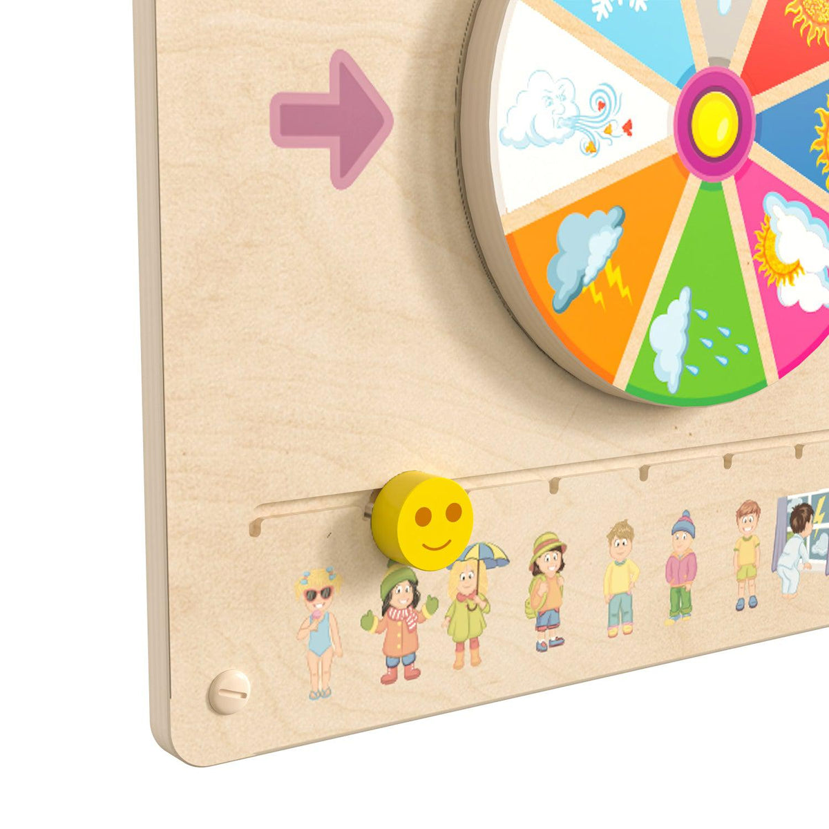 Bright Beginnings Commercial Grade STEAM Wall Activity Board with Natural Finish and Multicolor Accents, Weather