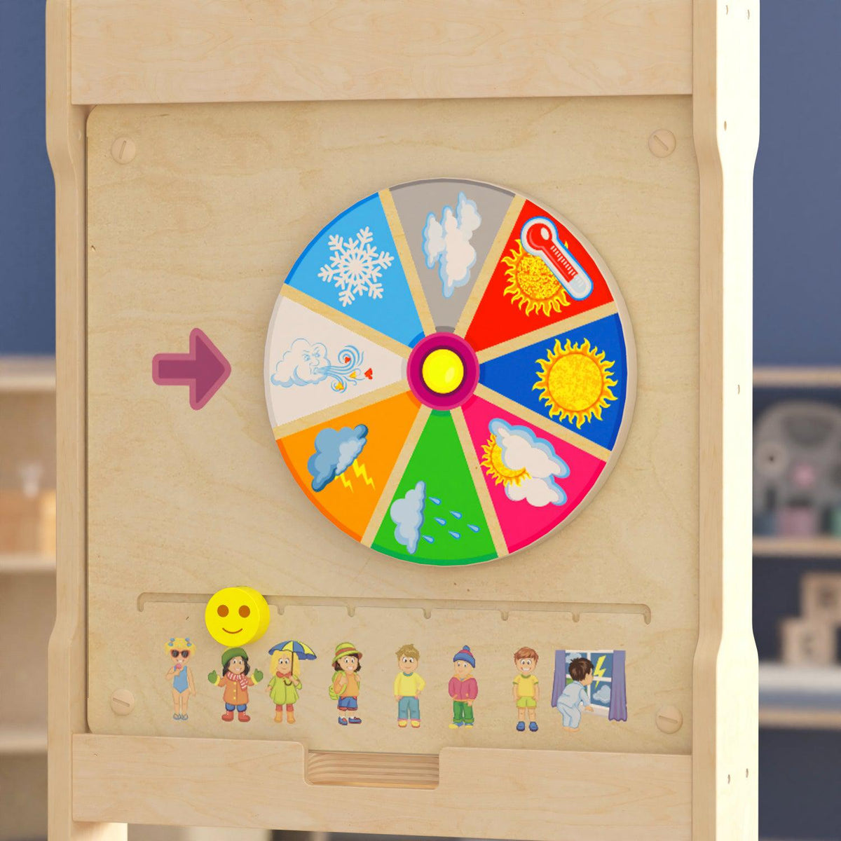 Bright Beginnings Commercial Grade STEAM Wall Activity Board with Natural Finish and Multicolor Accents, Weather