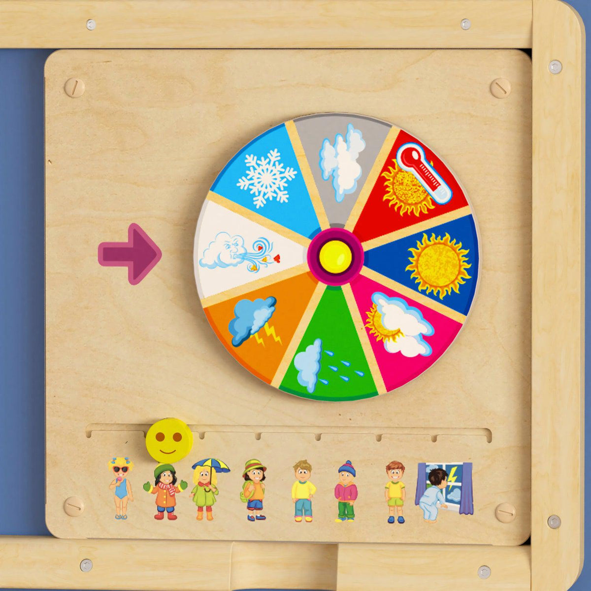 Bright Beginnings Commercial Grade STEAM Wall Activity Board with Natural Finish and Multicolor Accents, Weather
