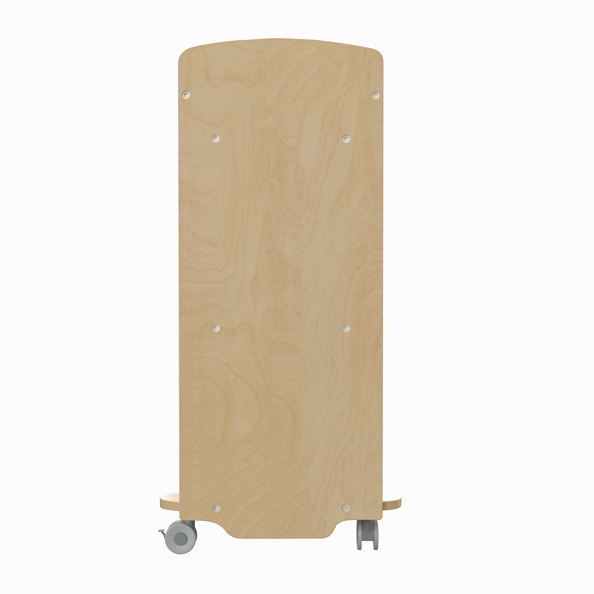 Bright Beginnings Commercial Grade Wood Double Sided Mobile Storage Cart, 14 Round Storage Compartments, 4 Storage Shelves, Natural Finish