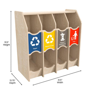 Bright Beginnings Commercial Grade Wooden Pretend Play Recycling Station for Children