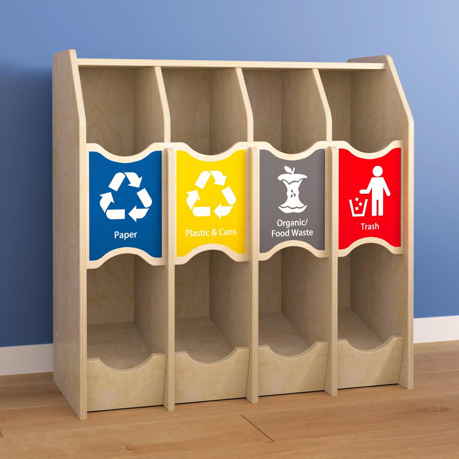 Bright Beginnings Commercial Grade Wooden Pretend Play Recycling Station for Children