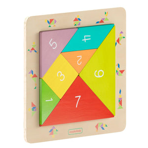 Bright Beginnings Commercial Grade Natural Birch Plywood STEM Tangram Shape Building Learning Board with Colorful Elements
