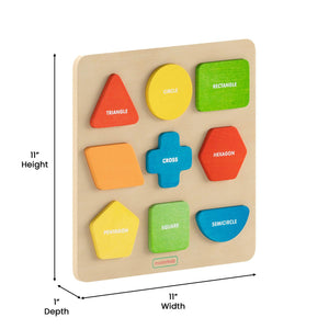 Bright Beginnings Commercial Grade Birch Plywood STEM Sorting Shapes and Colors Puzzle Board, Natural/Multicolor