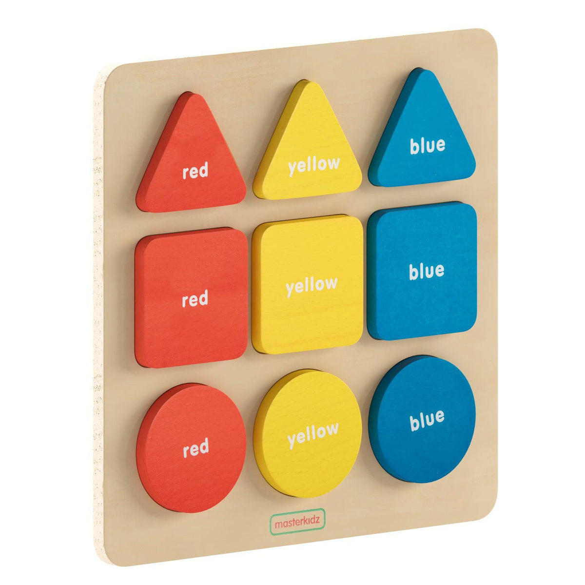 Bright Beginnings Commercial Grade Birch Plywood STEM Basic Shapes and Colors Puzzle Board, Natural/Multicolor