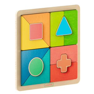 Bright Beginnings Commercial Grade Birch Plywood STEM Geometric Shape Building Puzzle Board, Natural/Multicolor