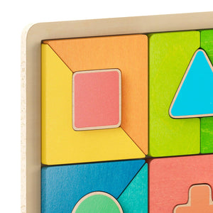 Bright Beginnings Commercial Grade Birch Plywood STEM Geometric Shape Building Puzzle Board, Natural/Multicolor