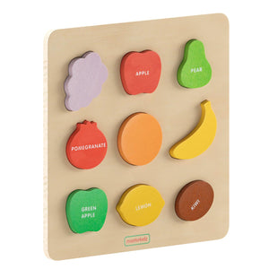 Bright Beginnings Commercial Grade Birch Plywood STEM Fruit Shapes Puzzle Board, Natural/Multicolor