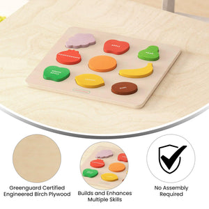 Bright Beginnings Commercial Grade Birch Plywood STEM Fruit Shapes Puzzle Board, Natural/Multicolor
