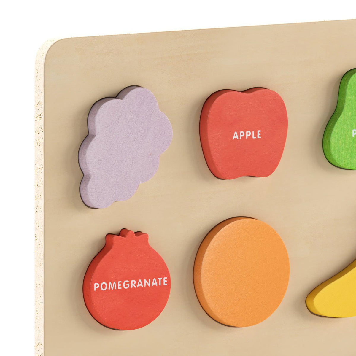 Bright Beginnings Commercial Grade Birch Plywood STEM Fruit Shapes Puzzle Board, Natural/Multicolor