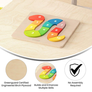 Bright Beginnings Commercial Grade Natural Birch Plywood STEM Number Snake Puzzle Board