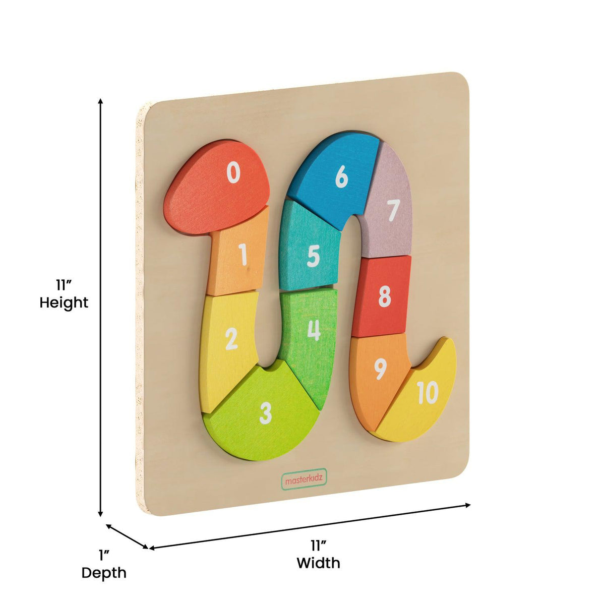 Bright Beginnings Commercial Grade Natural Birch Plywood STEM Number Snake Puzzle Board