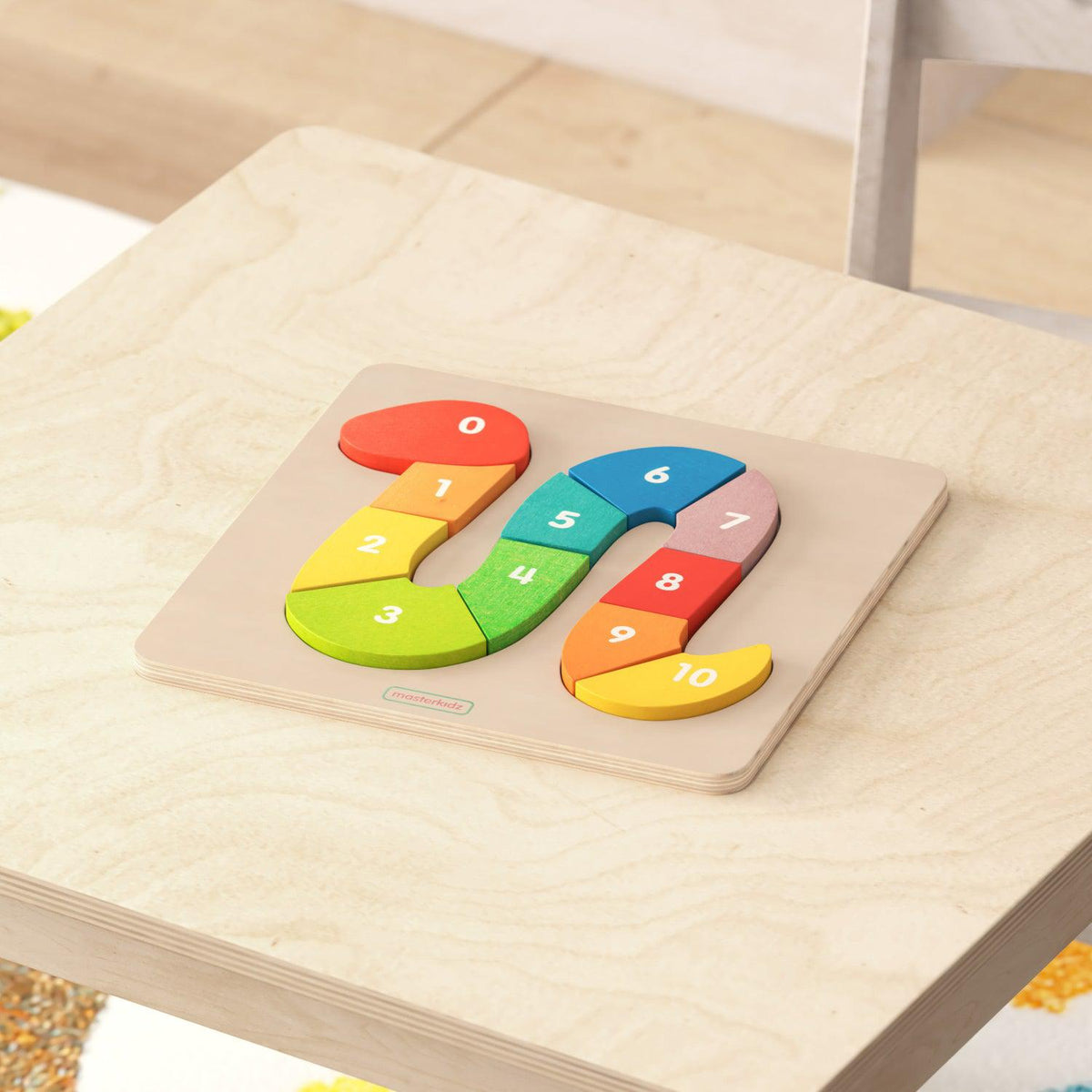 Bright Beginnings Commercial Grade Natural Birch Plywood STEM Number Snake Puzzle Board