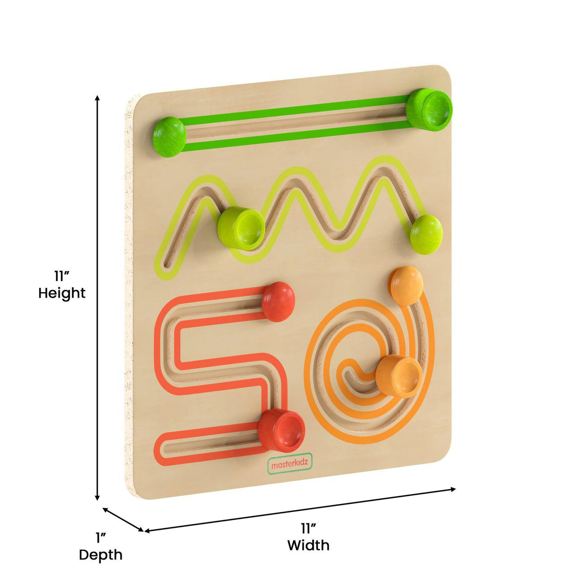 Bright Beginnings Commercial Grade STEM Sliding Shapes Learning Board, Natural/Multicolor