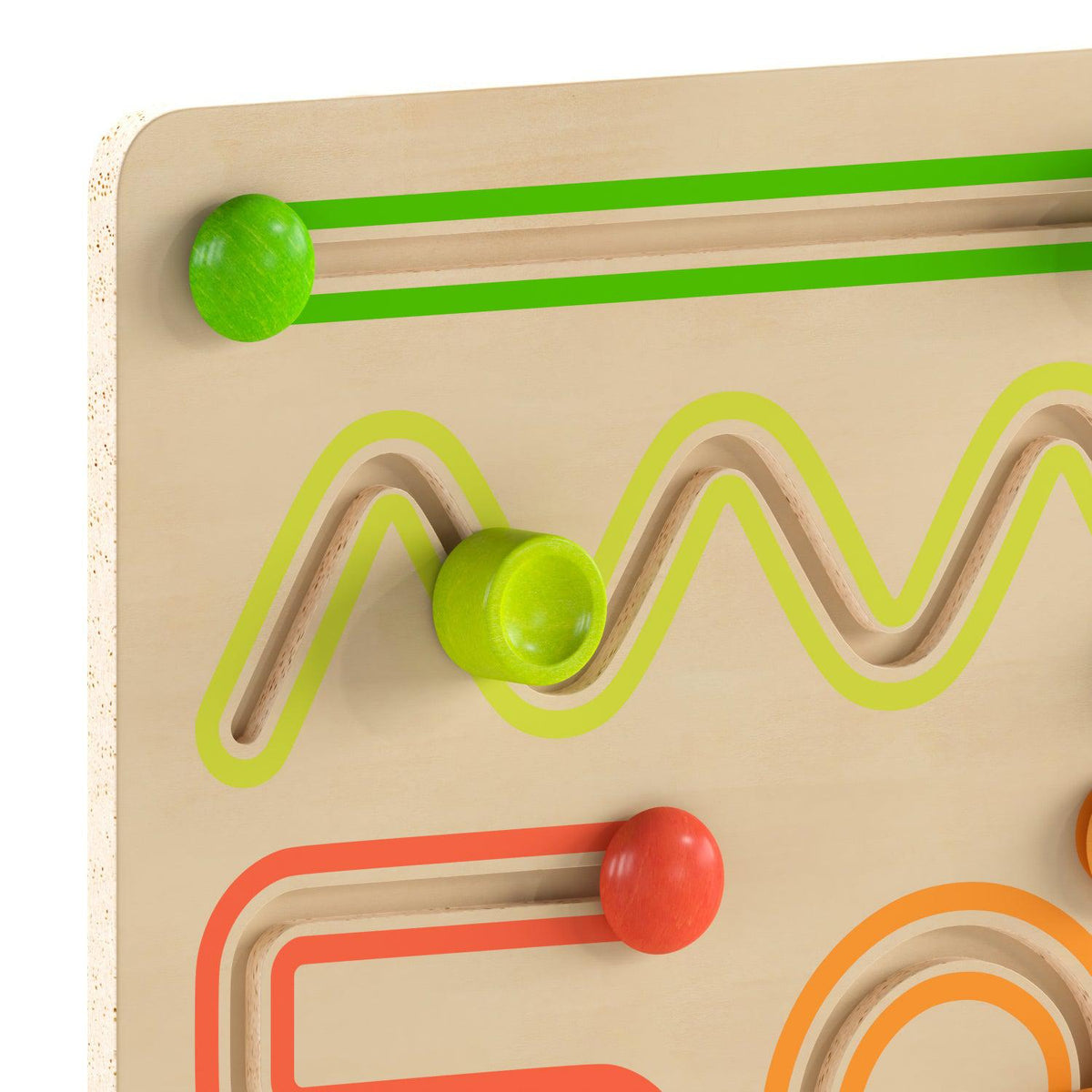 Bright Beginnings Commercial Grade STEM Sliding Shapes Learning Board, Natural/Multicolor