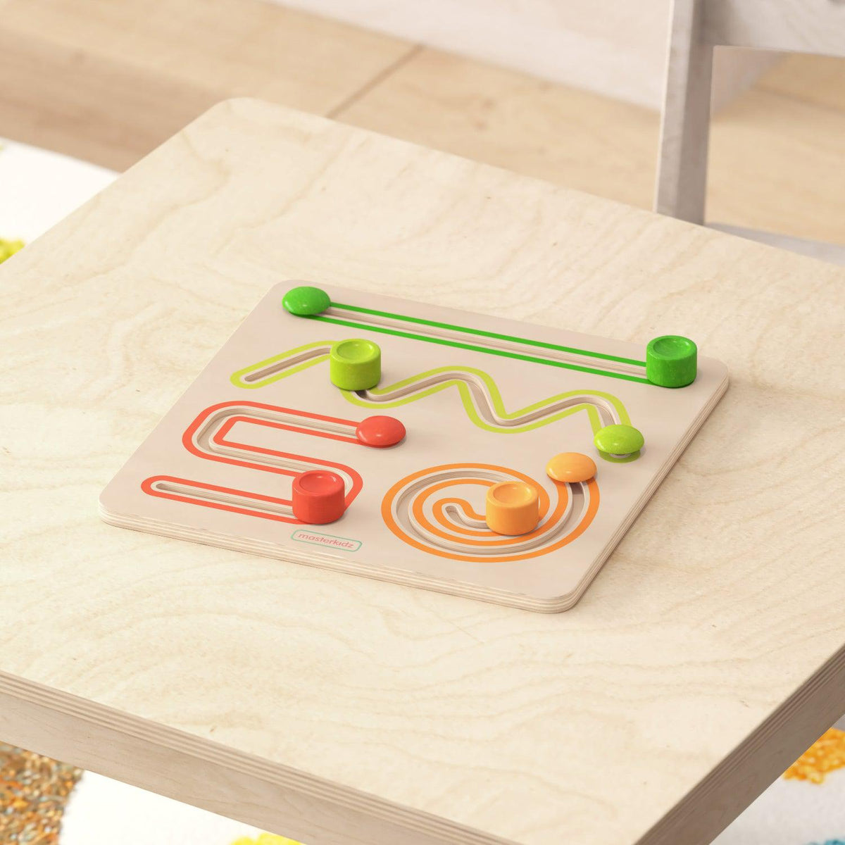 Bright Beginnings Commercial Grade STEM Sliding Shapes Learning Board, Natural/Multicolor