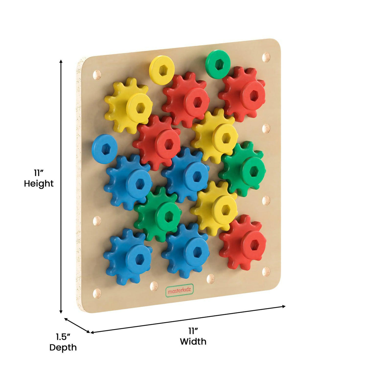 Bright Beginnings Commercial Grade Birch Plywood STEM Gear Building Busy Board, Natural/Multicolor