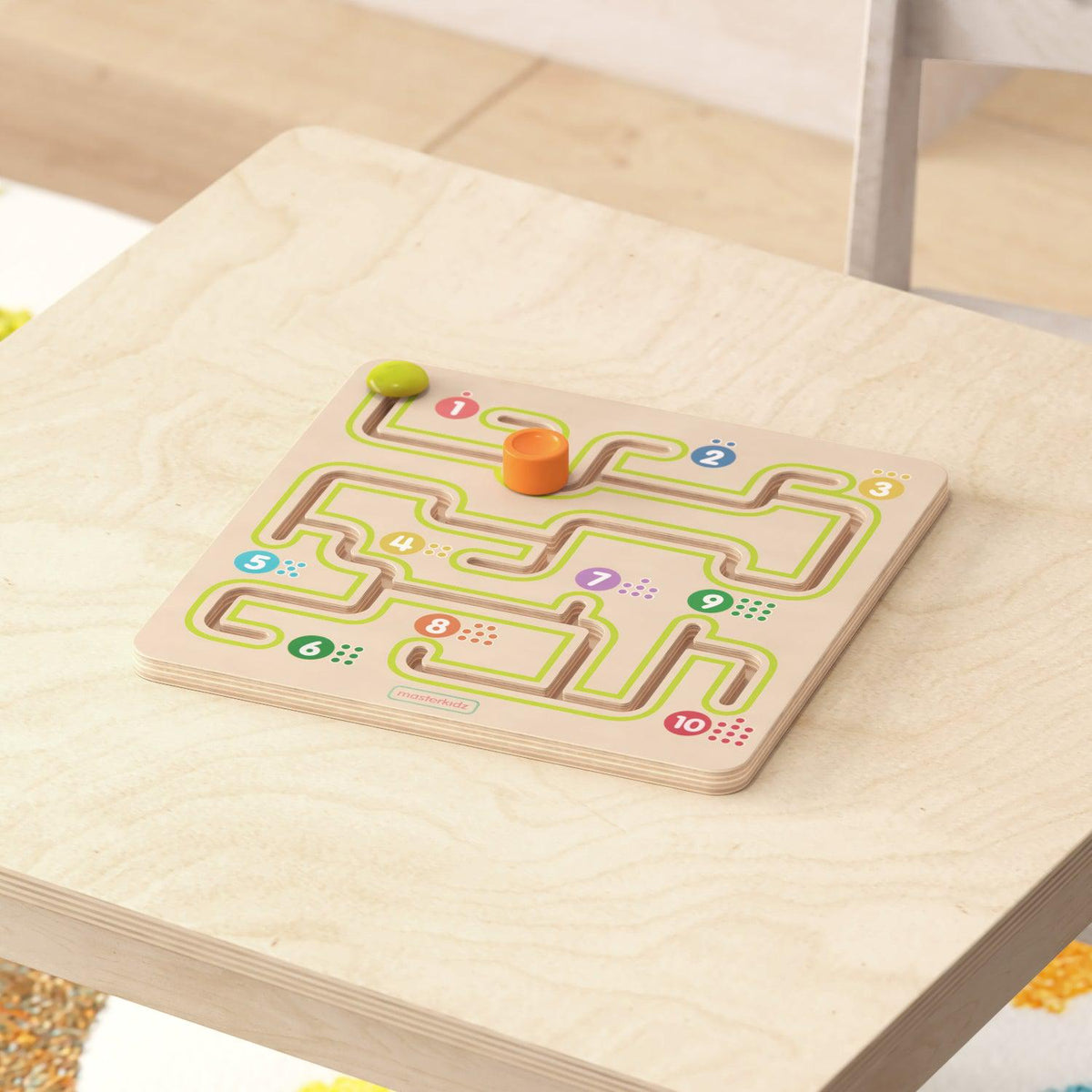 Bright Beginnings Commercial Grade STEM Sliding Maze Learning Board, Natural/Multicolor