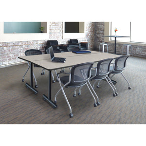 Kobe Training Table and Chair Package, Kobe 84" x 24" T-Base Training/Seminar Table with 3 Cadence Nesting Chairs