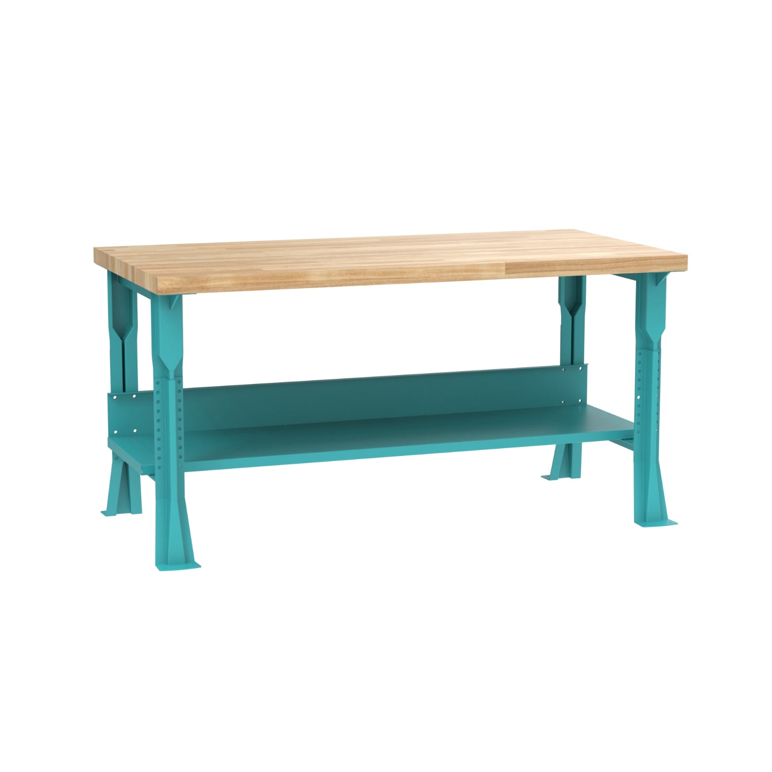 Diversified Spaces Apprentice Industrial Workbench, Butcher Block Top, 60" x 30", Aqua Frame