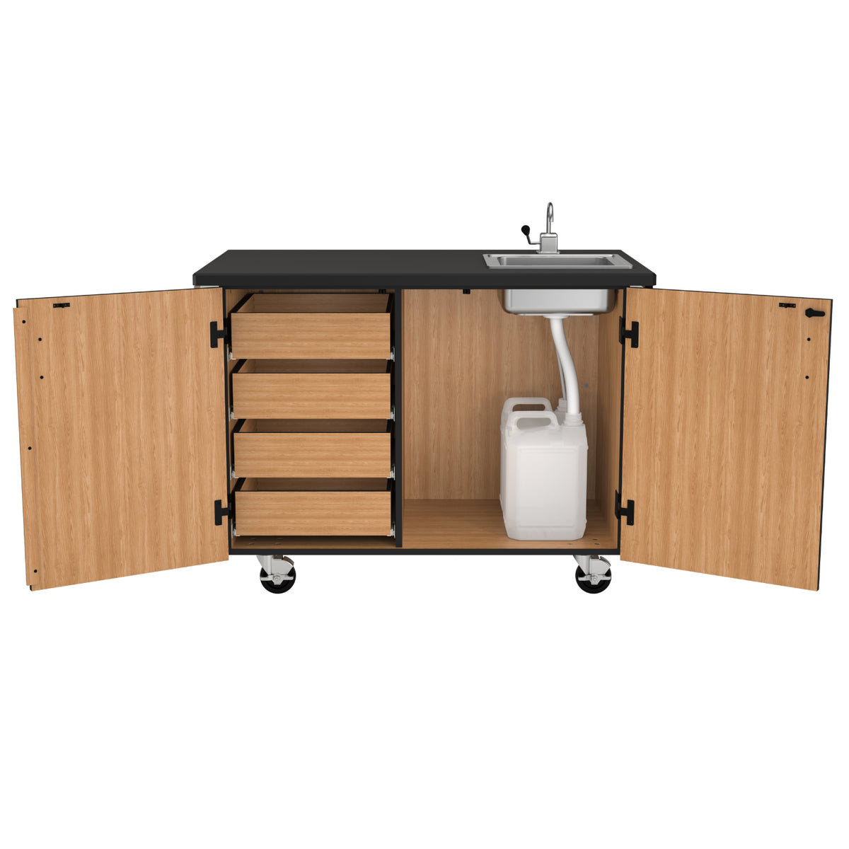 MSC Series Mobile Science Cabinet with Inner Drawers and Shelf, Chem-Res Top and Sink