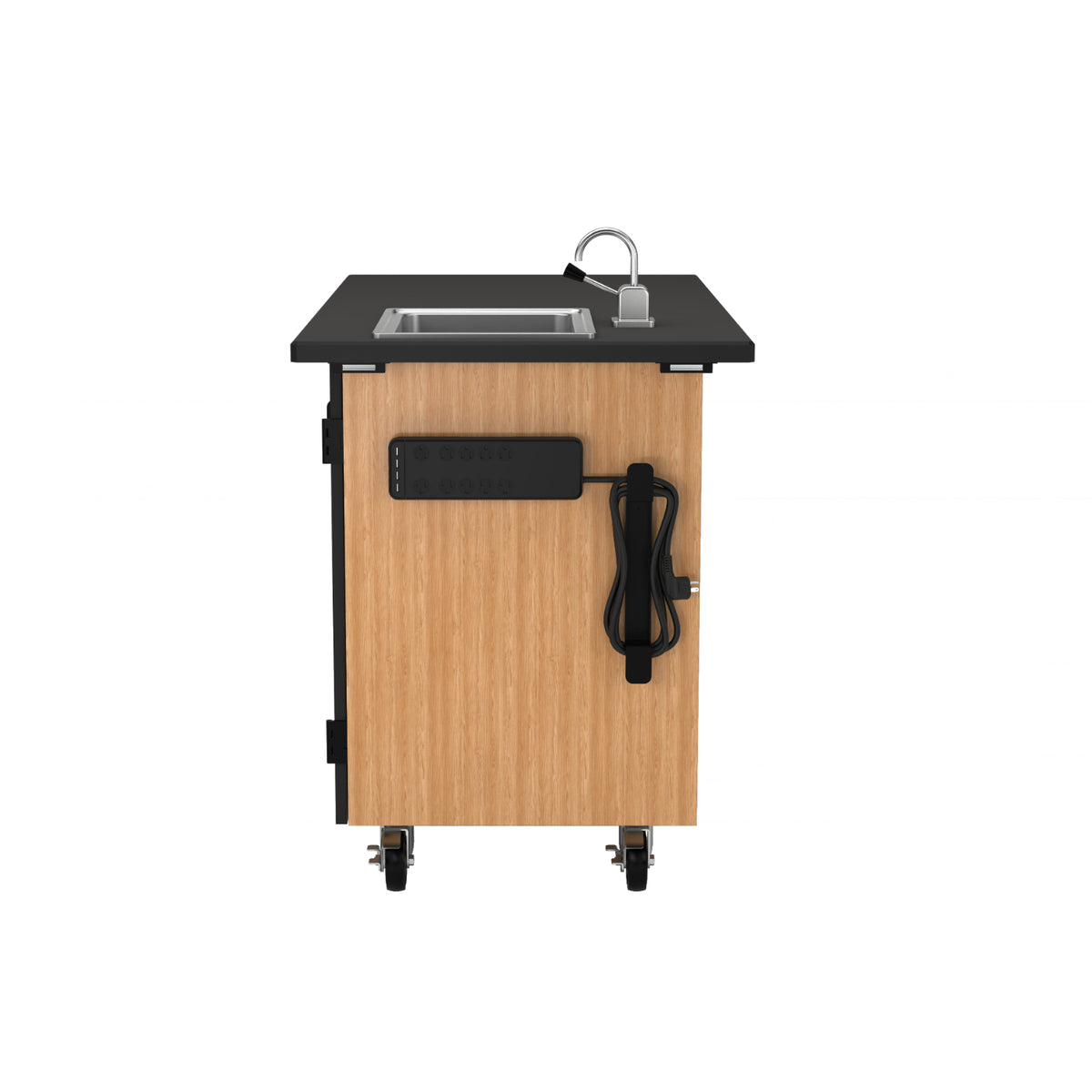 MSC Series Mobile Science Cart with External Drawers and Pegboard, Chem-Res Top and Sink