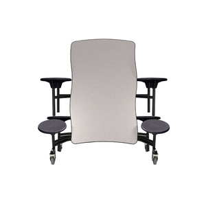 Mobile Cafeteria Table with 8 Stools, 8' Swerve, Particleboard Core, Vinyl T-Mold Edge, Textured Black Frame