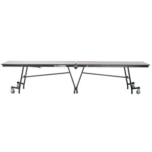 Quick Ship Mobile Shape Cafeteria Table, 12' Rectangle, MDF Core, ProtectEdge, Textured Black Frame, Grey Nebula Top