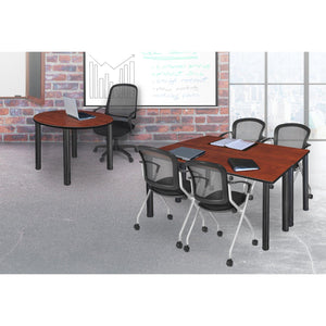 Kee Training Table and Chair Package, Kee 66" x 24" Post Leg Training/Seminar Table with 2 Cadence Nesting Chairs