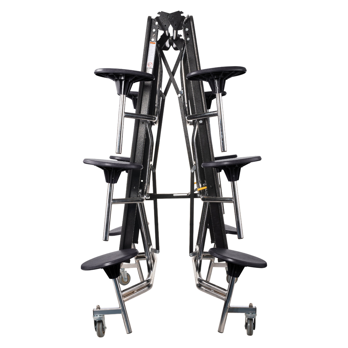 Mobile Cafeteria Table with 12 Stools, 10'L Rectangular, Particleboard Core, Vinyl T-Mold Edge, Chrome Frame