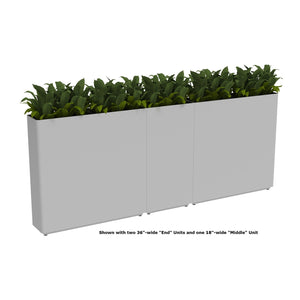KASKAD® RUN Indoor Painted Steel Rectangular Planter, End Unit, 36" W x 9" D x 36" H